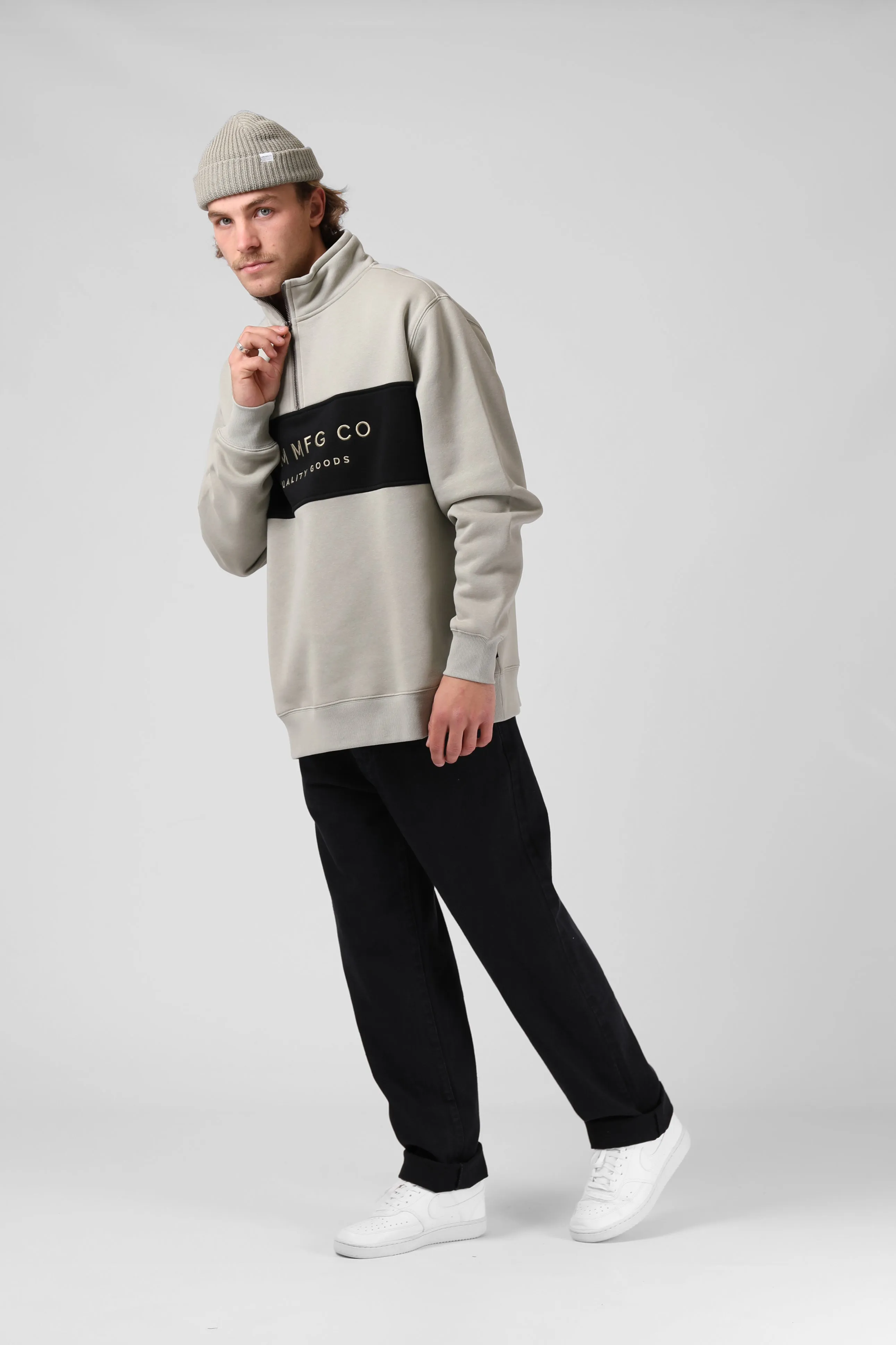 1/4 Zip Sweater - Abbey Stone