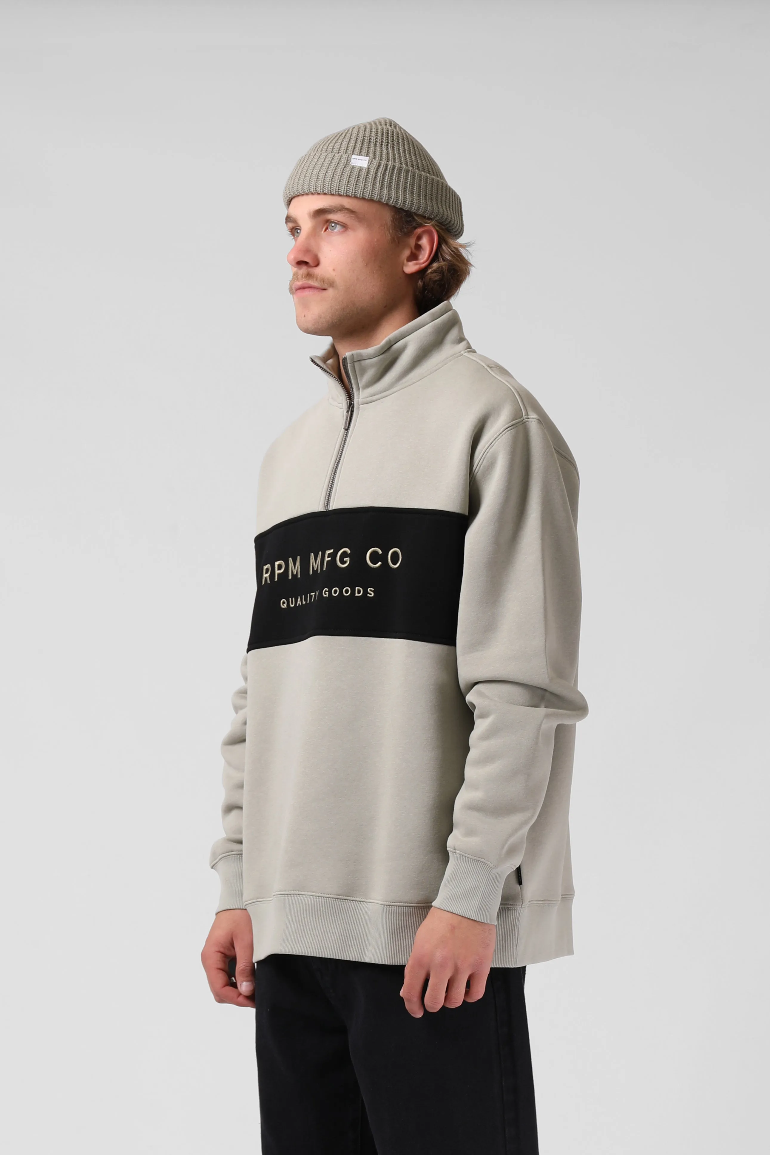1/4 Zip Sweater - Abbey Stone