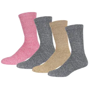 4 Pairs of Women’s Diabetic Thermal Merino Wool Warm Socks, Assorted, Shoe Size 8.5-11.5