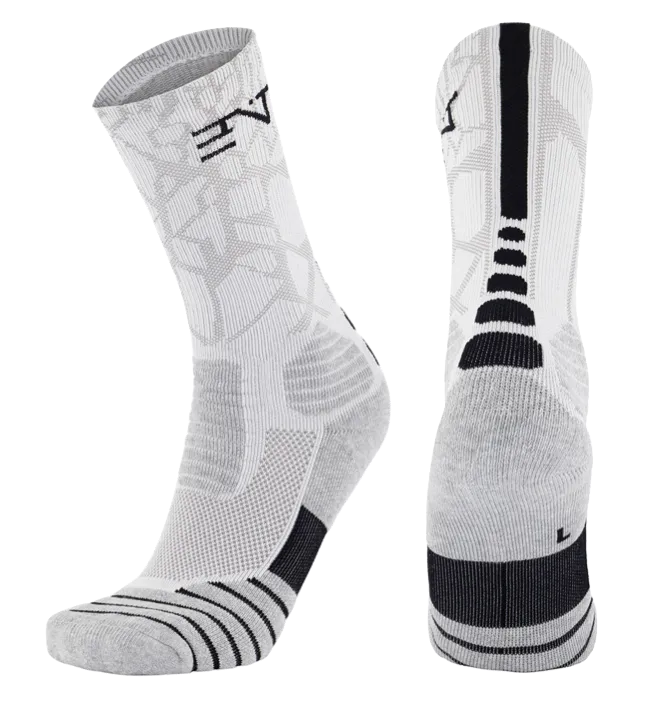 6PK PATTERNED ENTITLED SOCKS - Black/White/Red