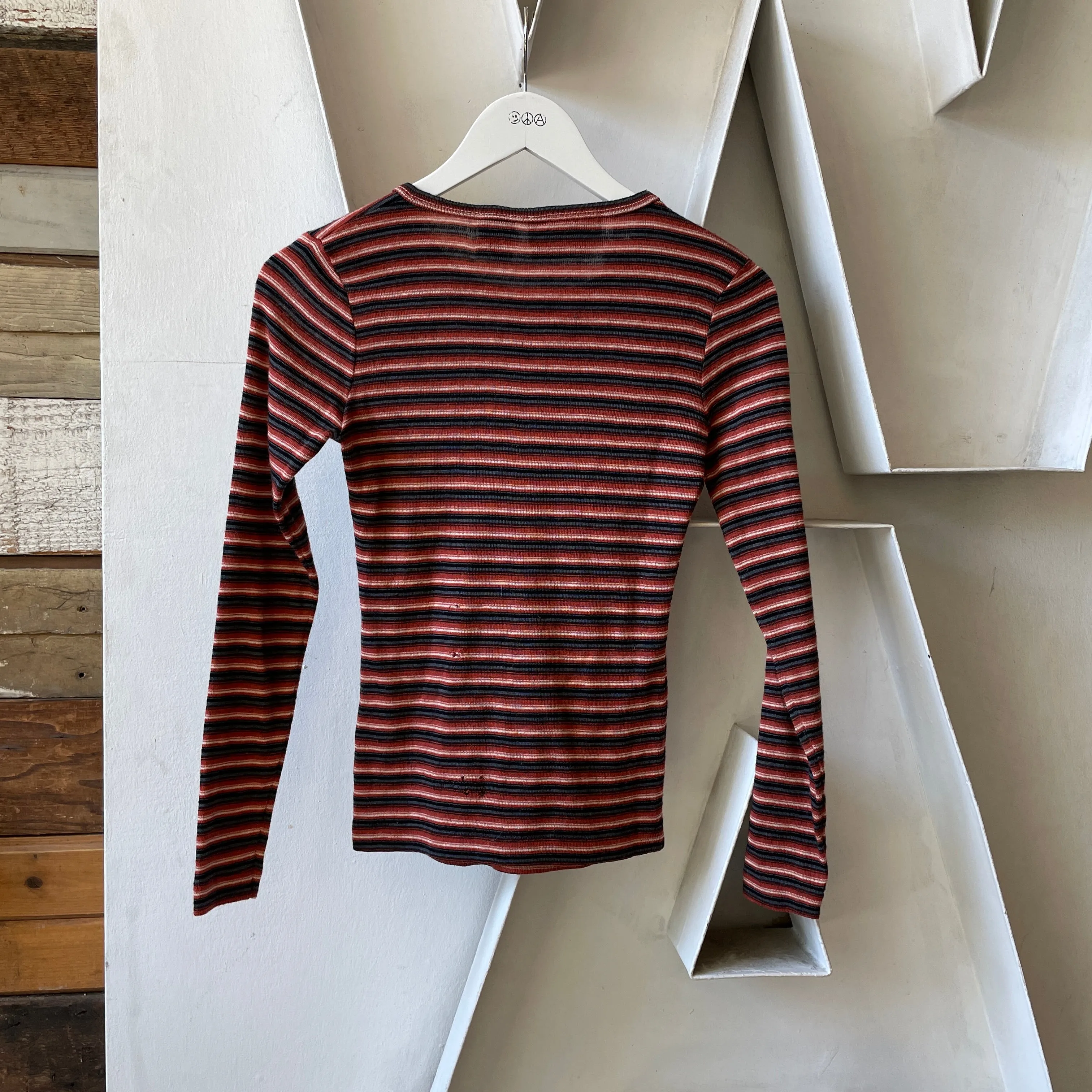 80’s Striped Thermal Tee - XS