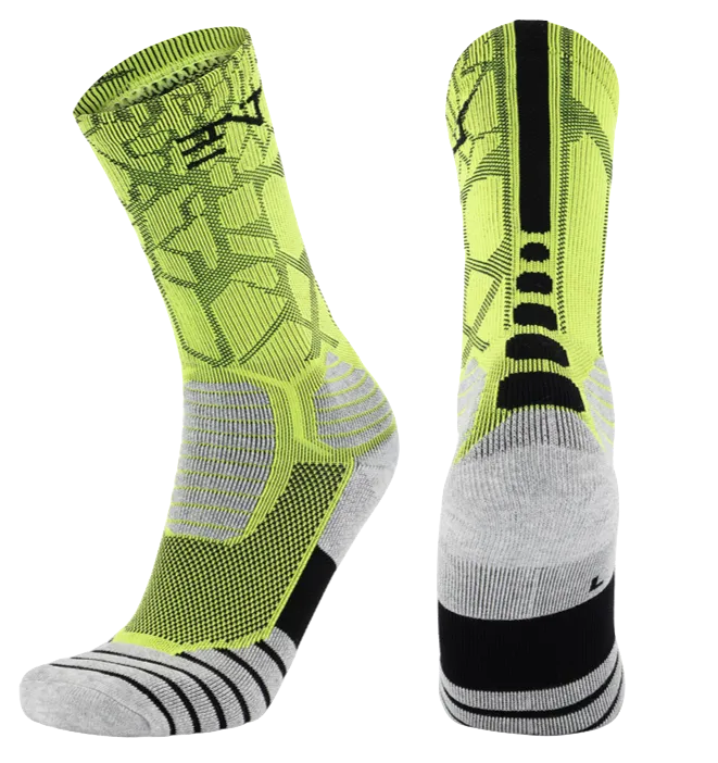 9PK PATTERNED ENTITLED SOCKS - White/Yellow/Black
