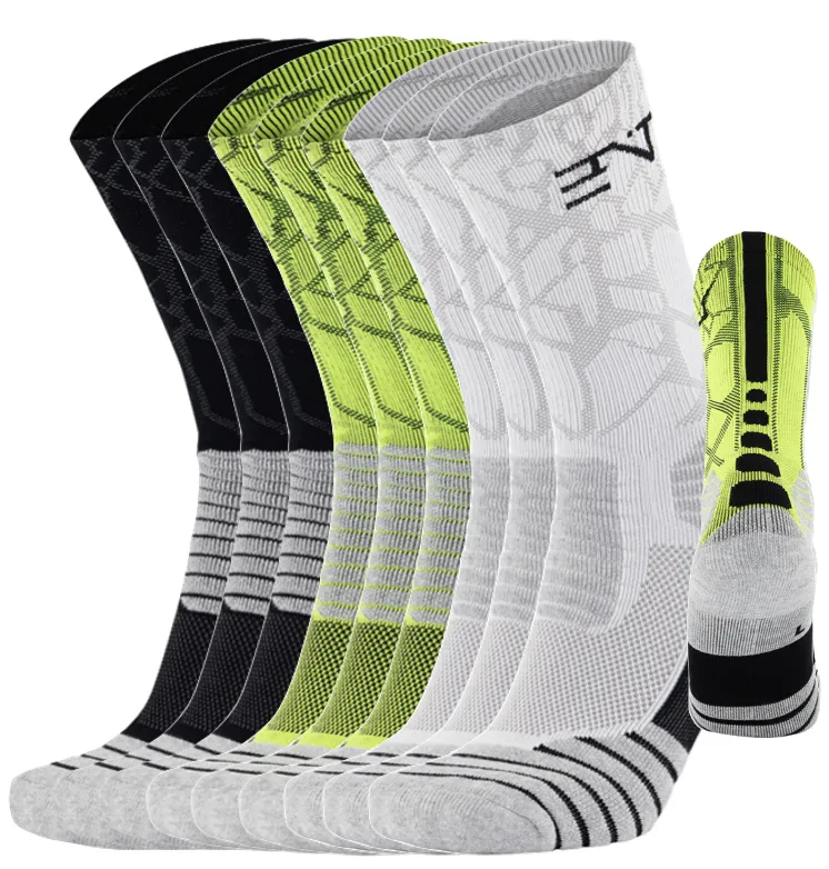 9PK PATTERNED ENTITLED SOCKS - White/Yellow/Black