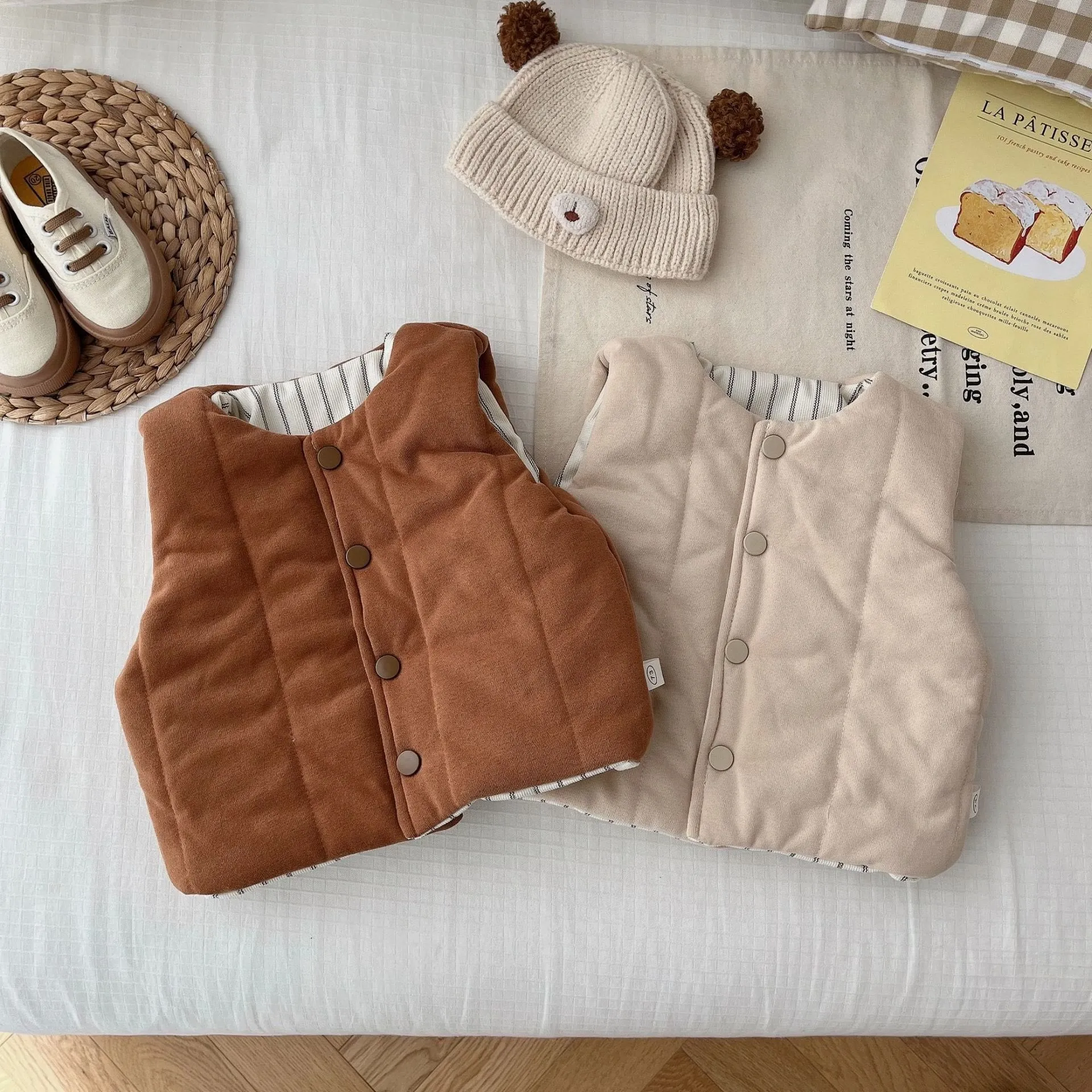 Baby Toddler Striped Reversible Quilted Vest