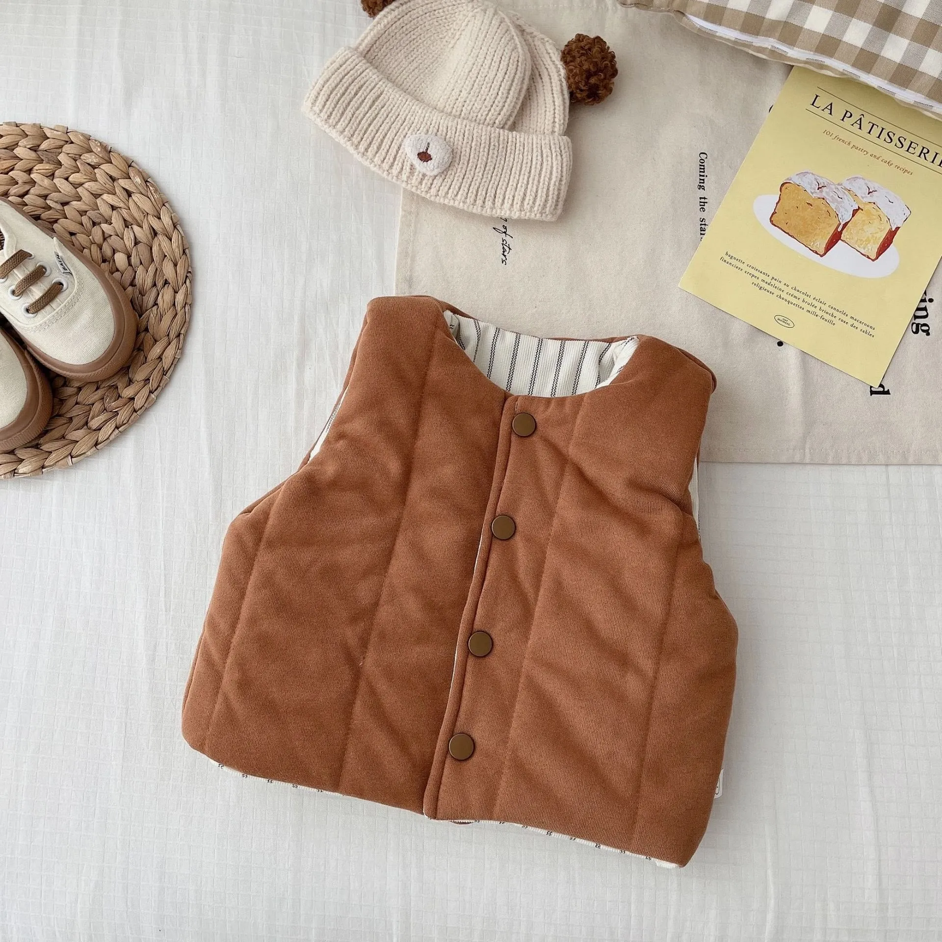 Baby Toddler Striped Reversible Quilted Vest
