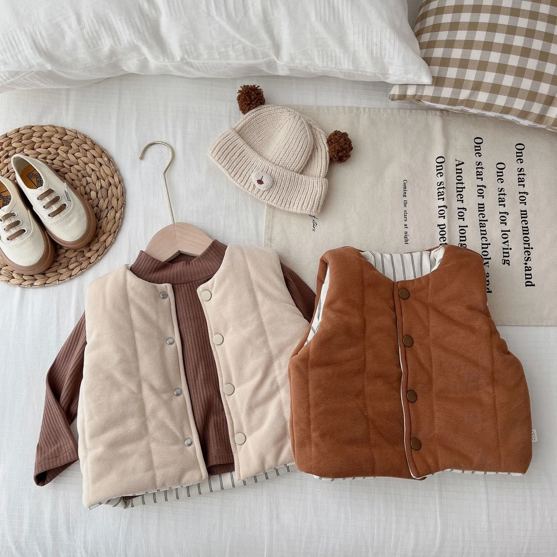 Baby Toddler Striped Reversible Quilted Vest