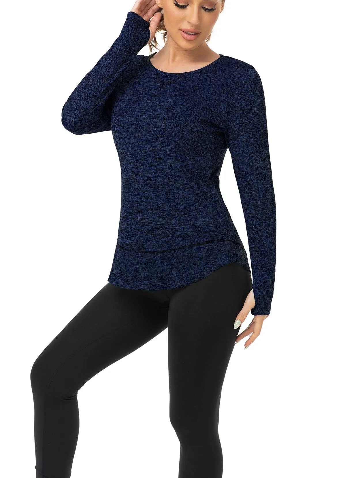 Basic Crew-neck Long-sleeve Thermal Tops for Women