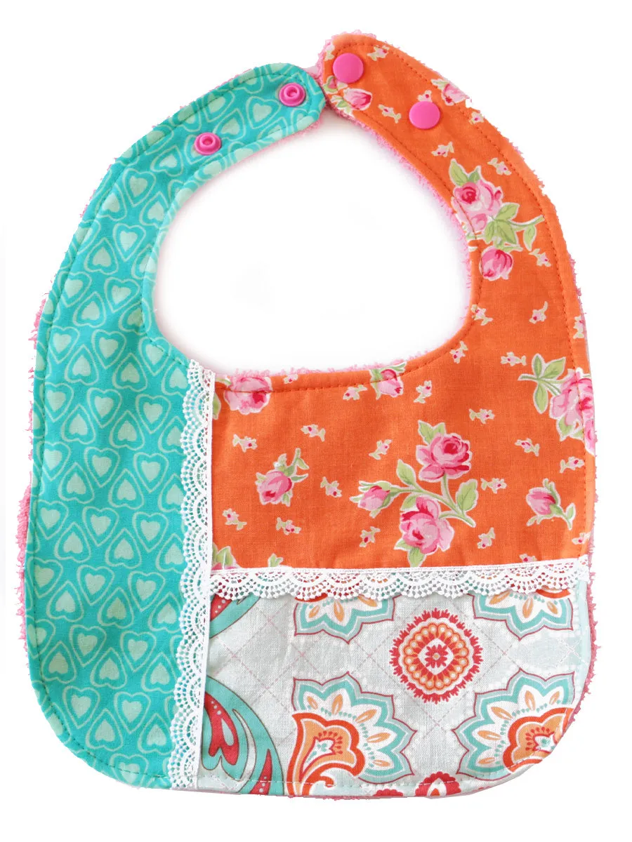 (BIB3) Patchwork Baby Bib Pattern  (0-24M)