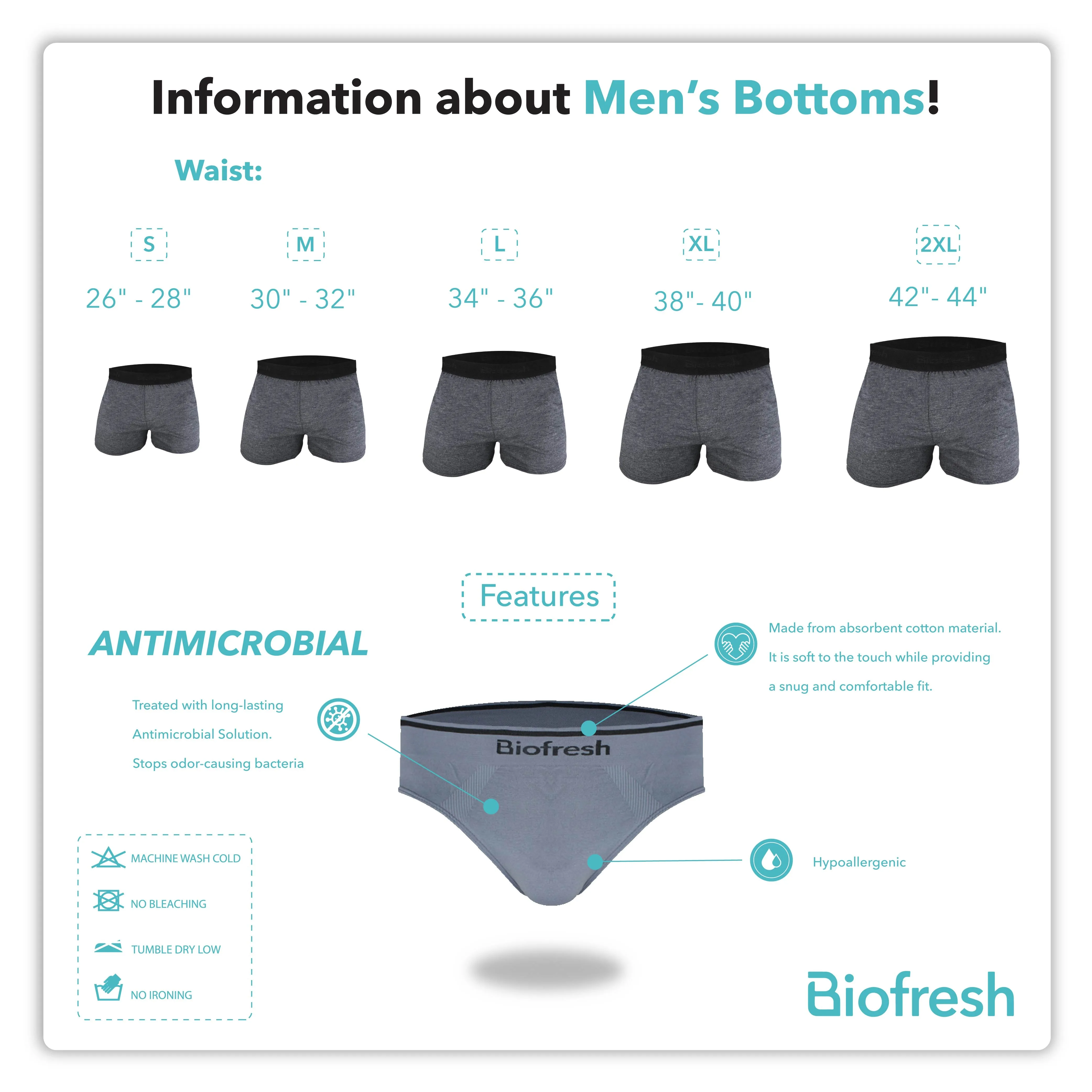 Biofresh Men's Antimicrobial Cotton Bikini Brief 3 pieces in a pack UMBCG9