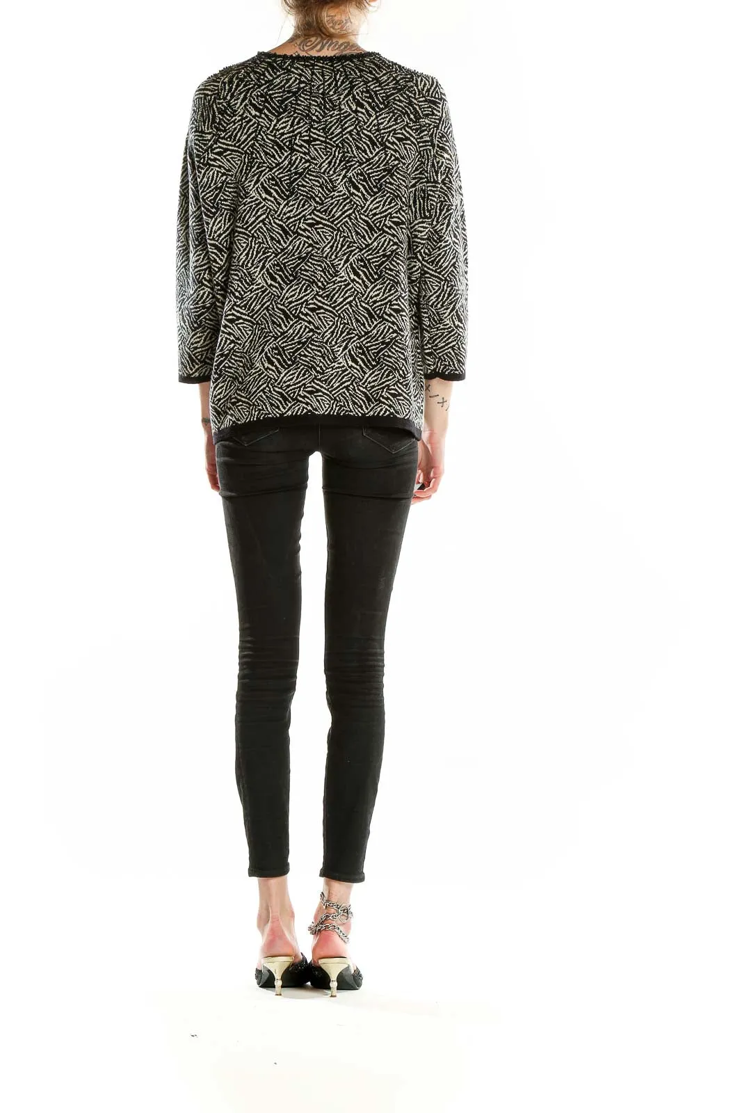 Black and Beige Patterned Cardigan