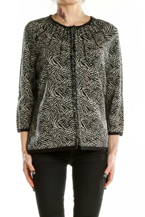 Black and Beige Patterned Cardigan