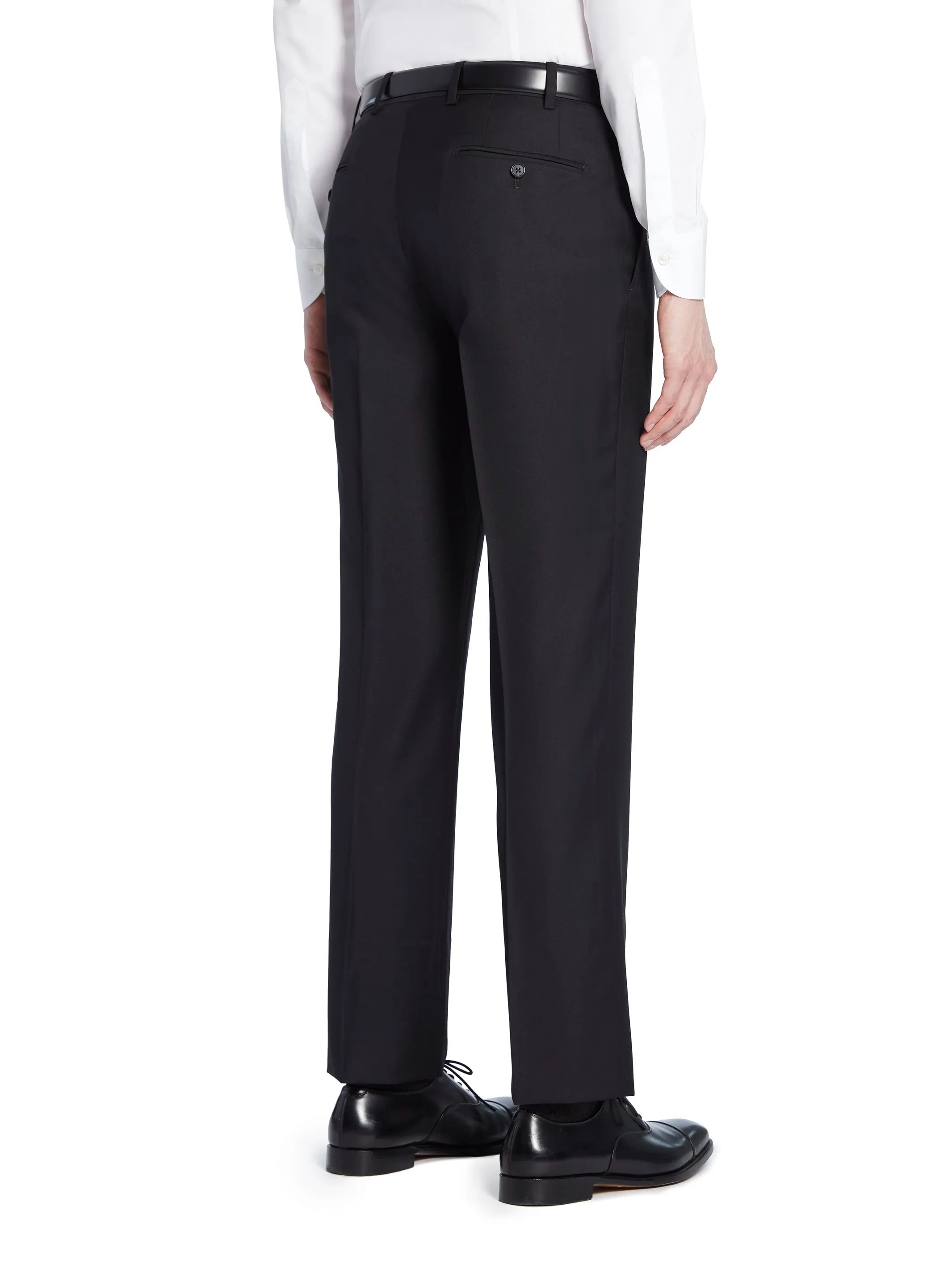 Black Natural Stretch Wool Trousers - Model 08 (SLIM)