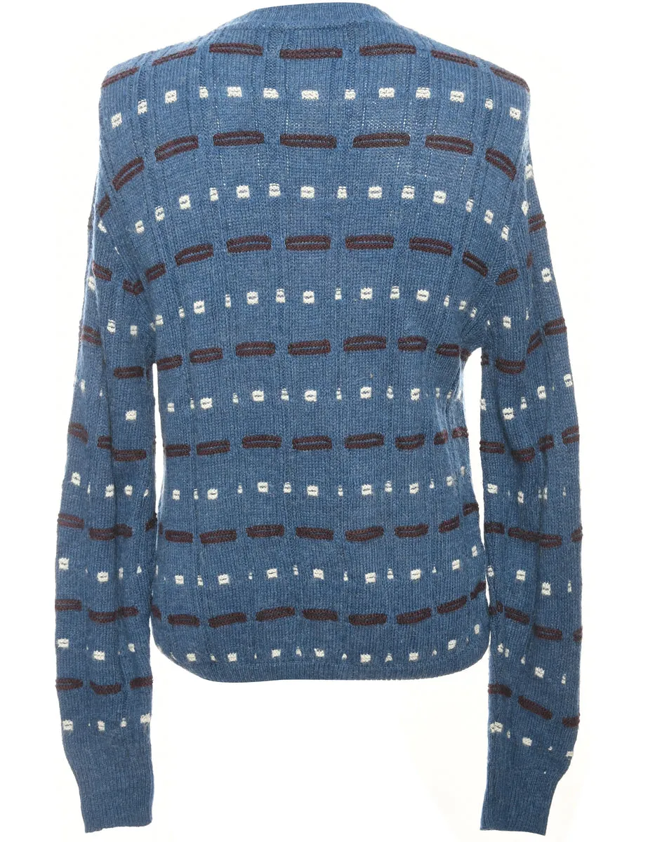 Blue Patterned Jumper - M