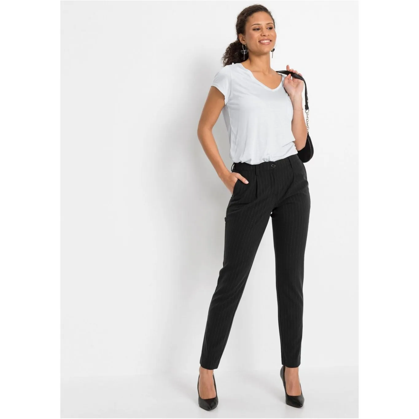 Bodyflirt Black Smart Striped Trousers
