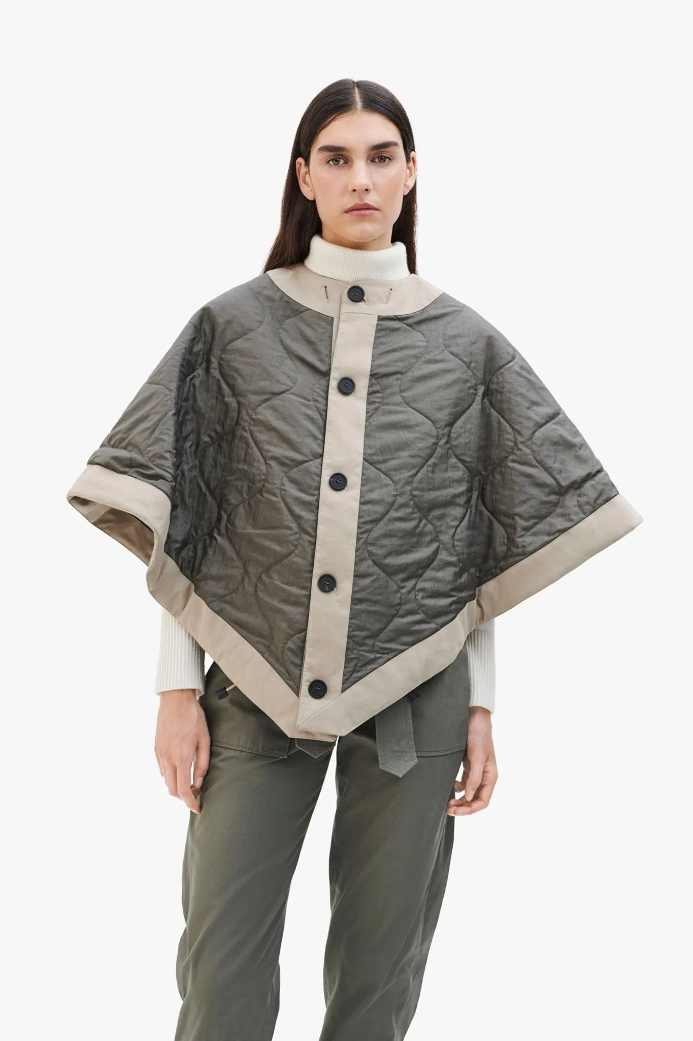 Bonded Rain Cape - Stone / Olive