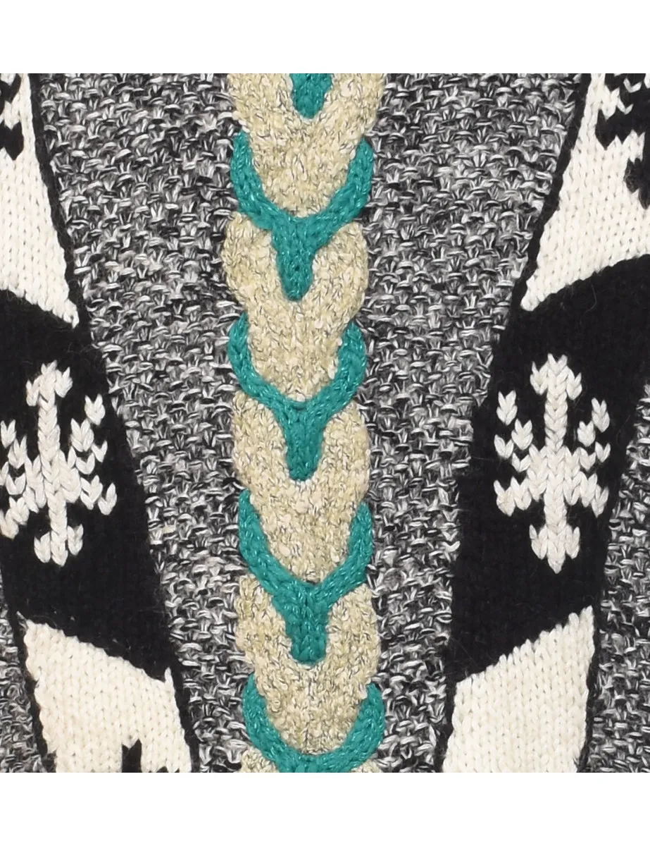 Cable Knit Patterned Jumper - M