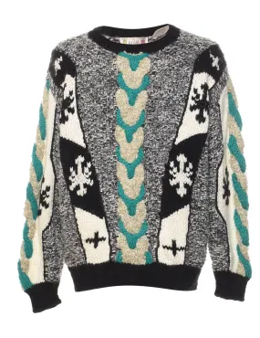Cable Knit Patterned Jumper - M