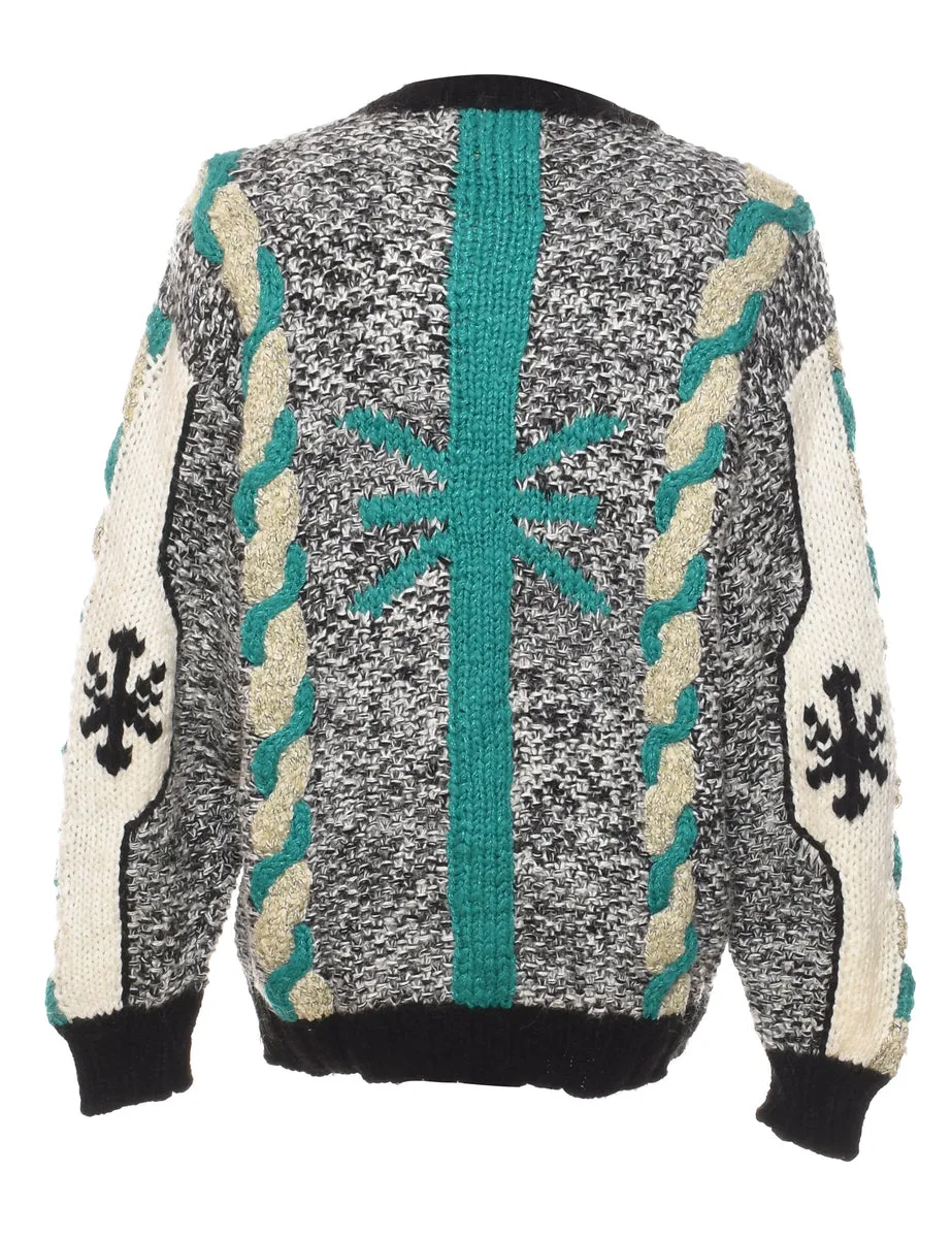 Cable Knit Patterned Jumper - M