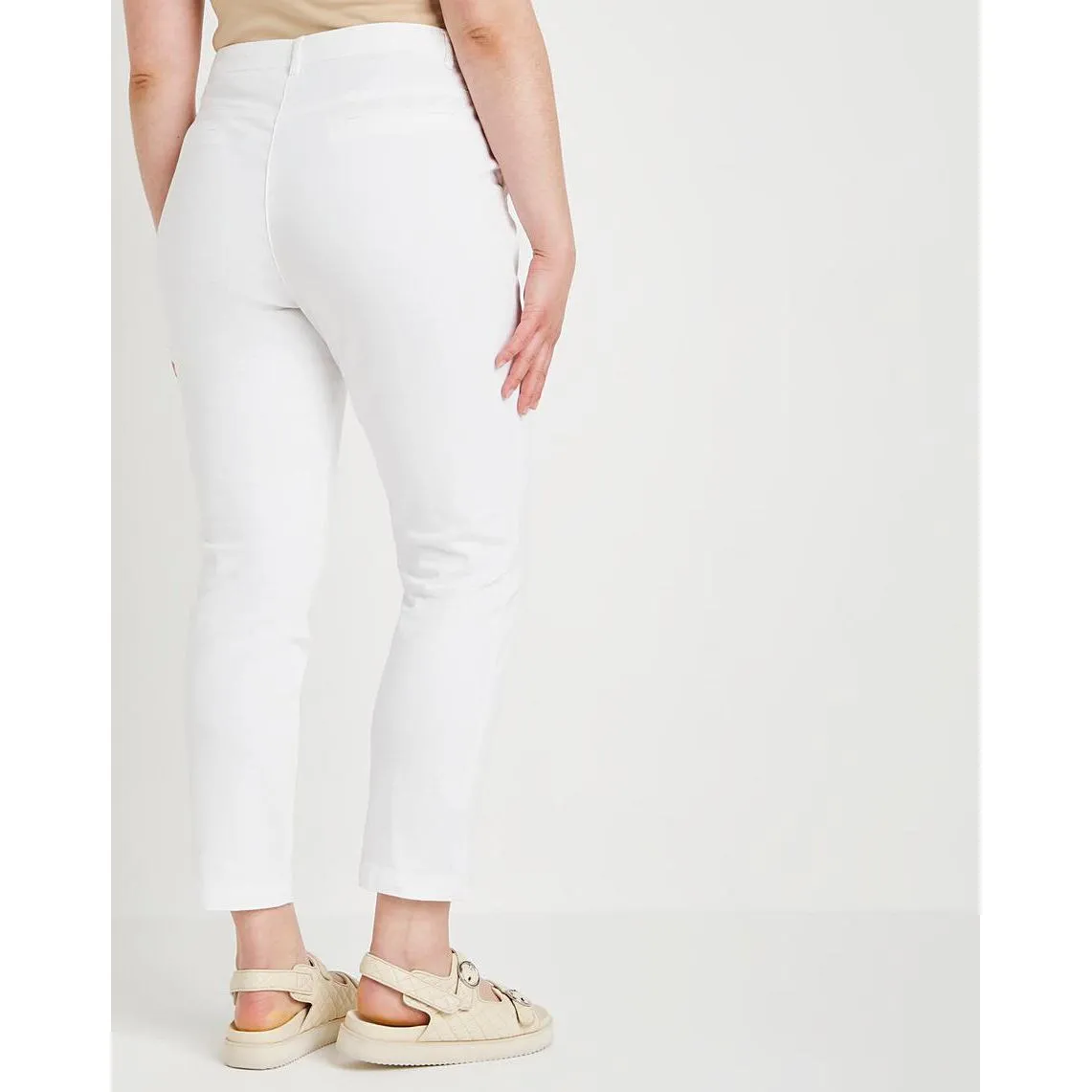 Capsule White Cotton Rich Stretch Chino Trousers