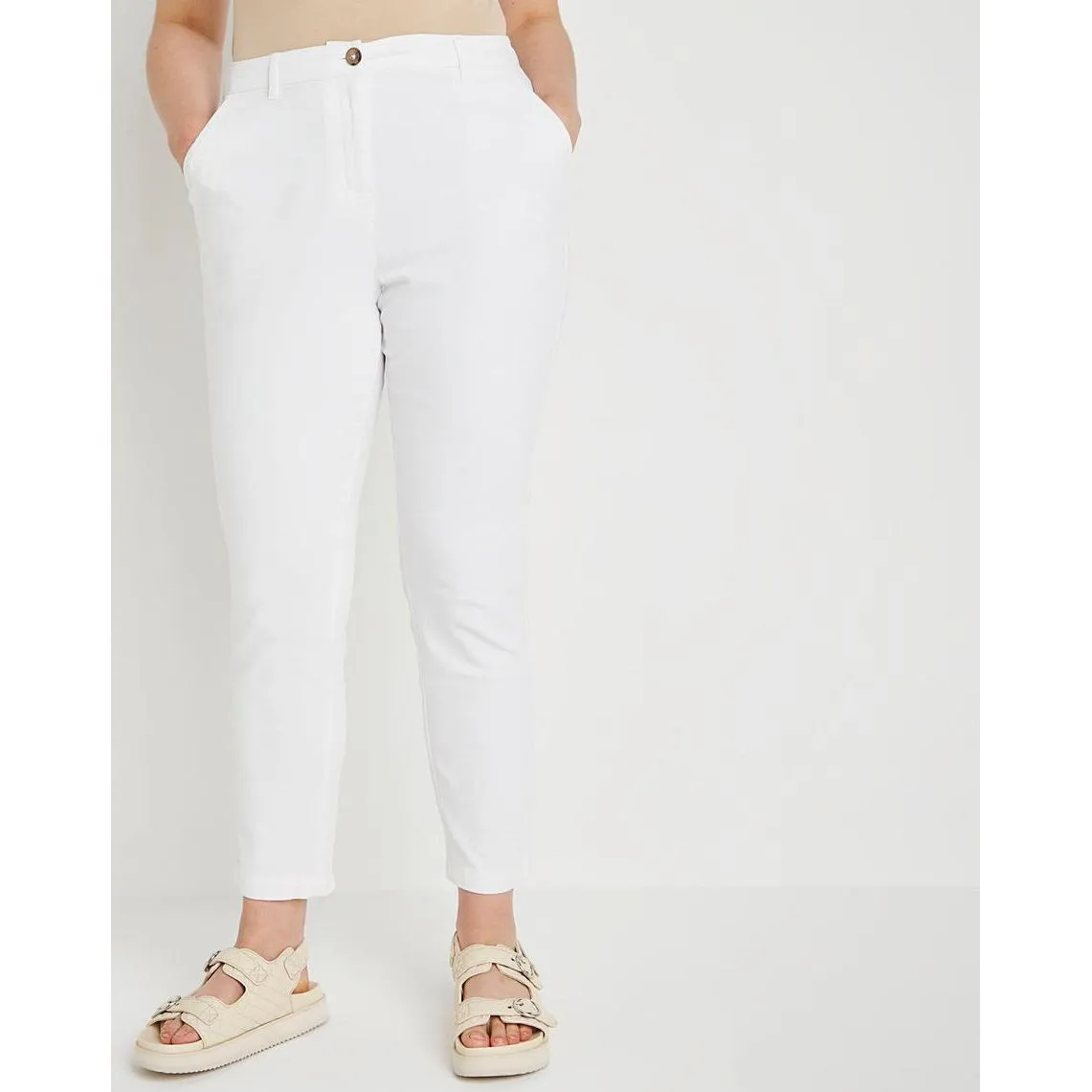 Capsule White Cotton Rich Stretch Chino Trousers