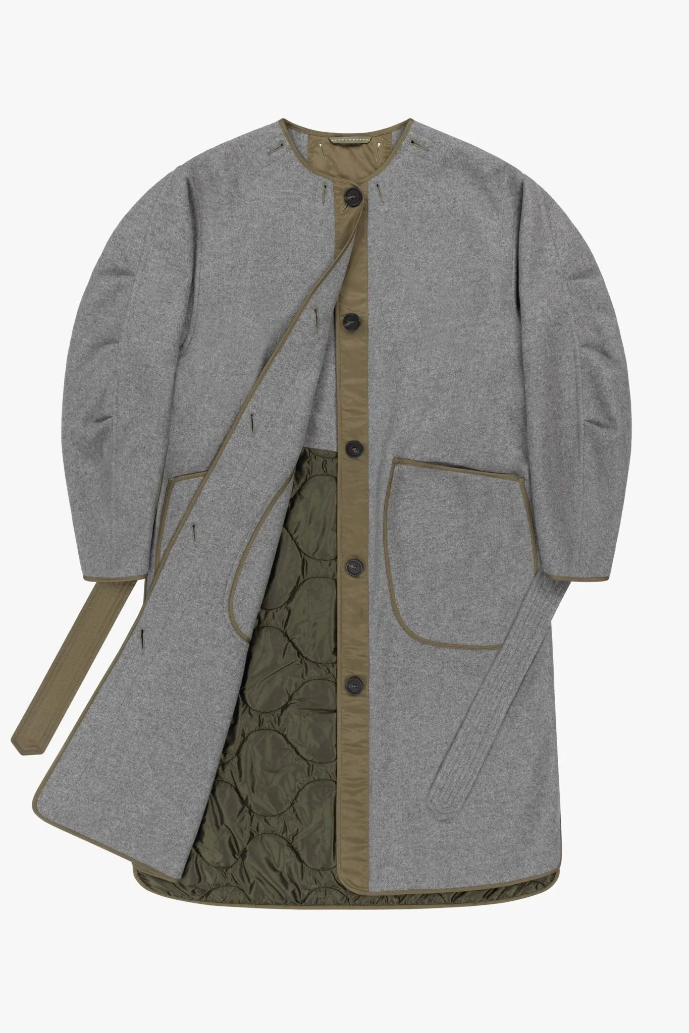 Cashmere Quilt Parka - Grey
