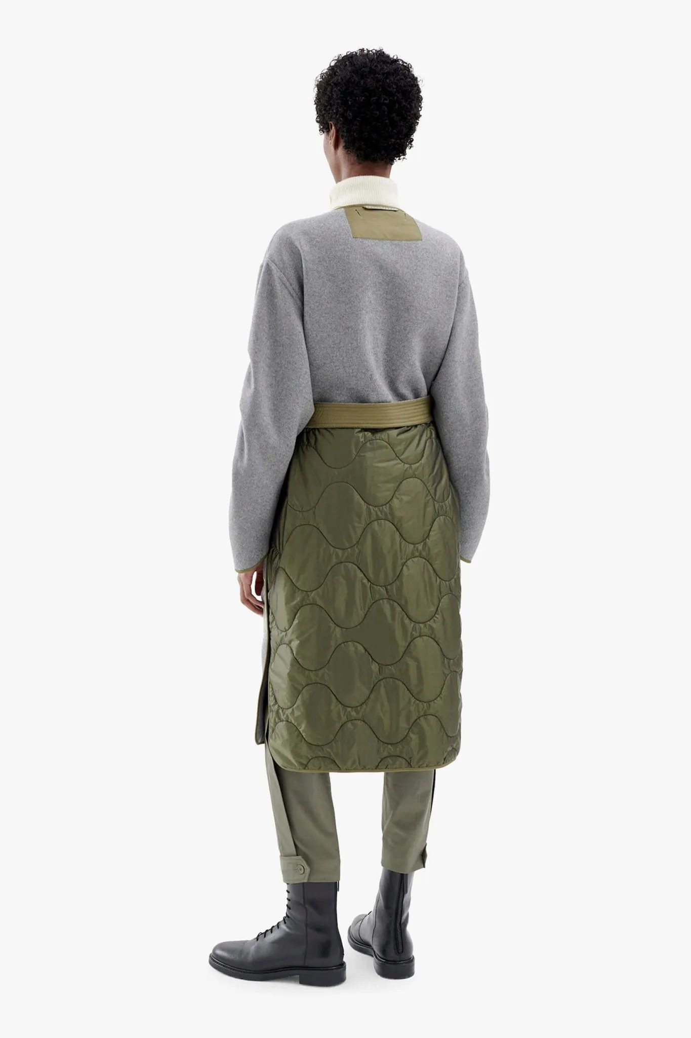 Cashmere Quilt Parka - Grey