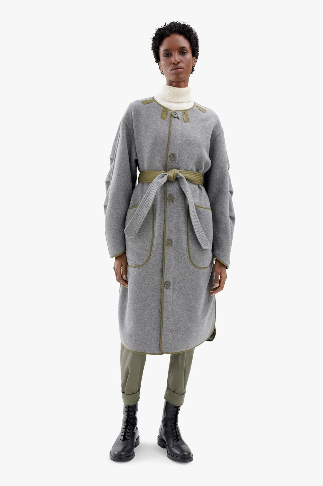 Cashmere Quilt Parka - Grey