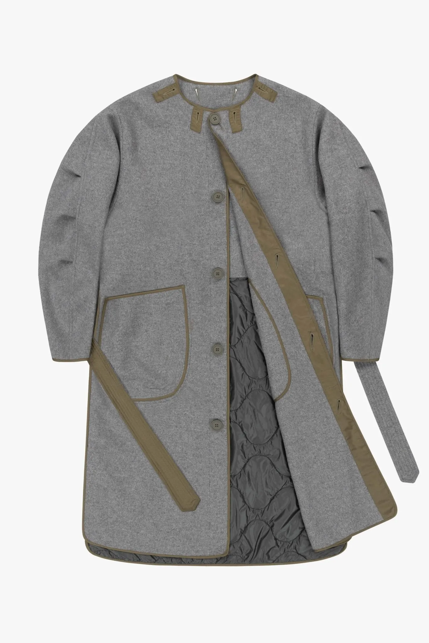 Cashmere Quilt Parka - Grey