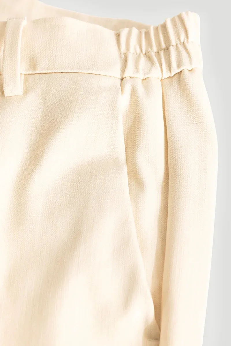 Cream Slim Fit Stretch Trouser