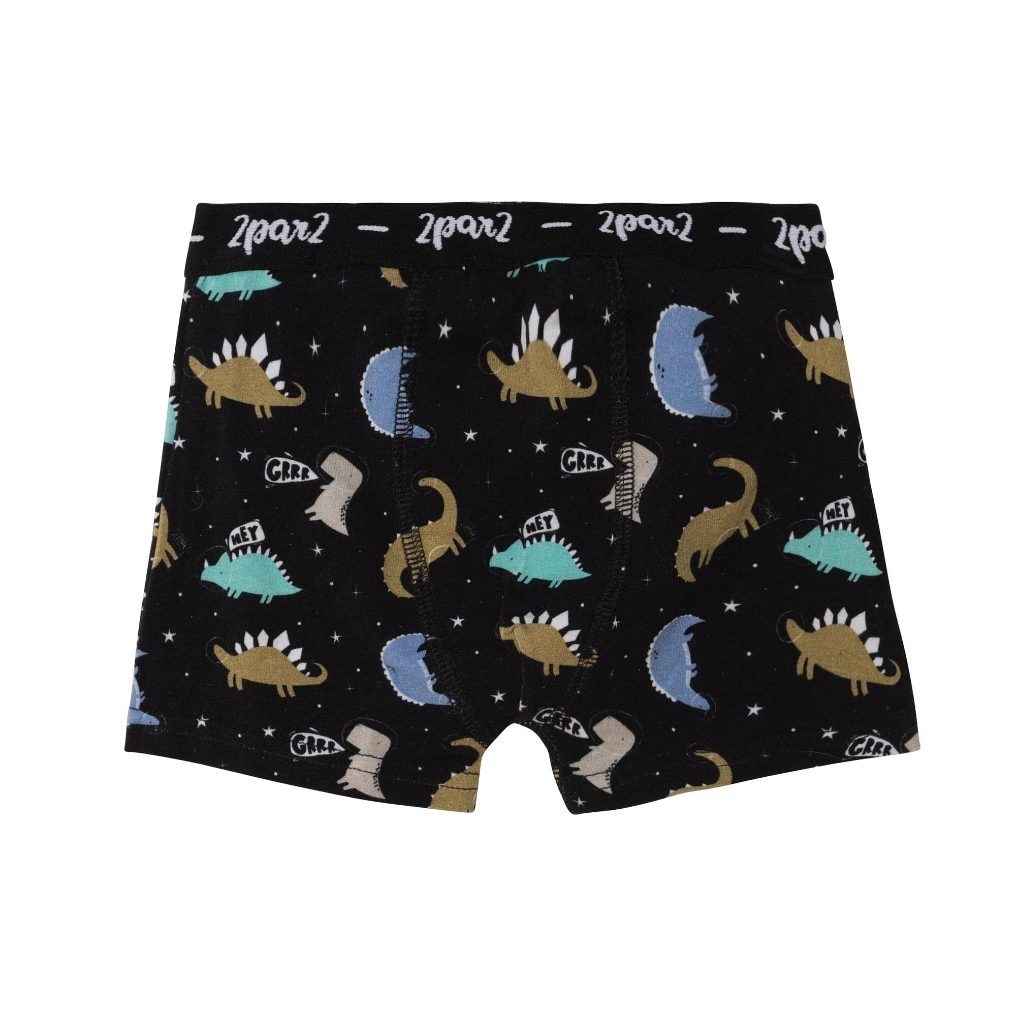 Deux par Deux Boy's Black Astro Dinosaur Printed Boxer Short
