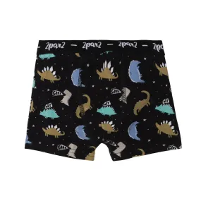 Deux par Deux Boy's Black Astro Dinosaur Printed Boxer Short