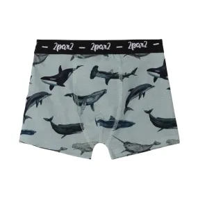 Deux par Deux Boy's Blue Sharks & Whales Printed Boxer Short