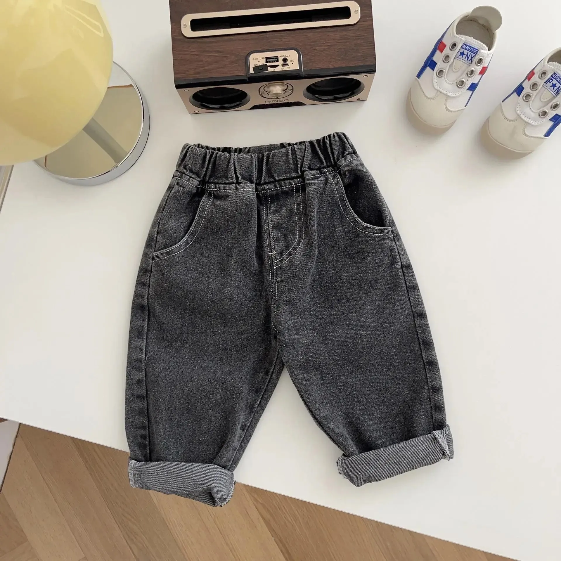 Elastic Band Stretch Denim Trousers