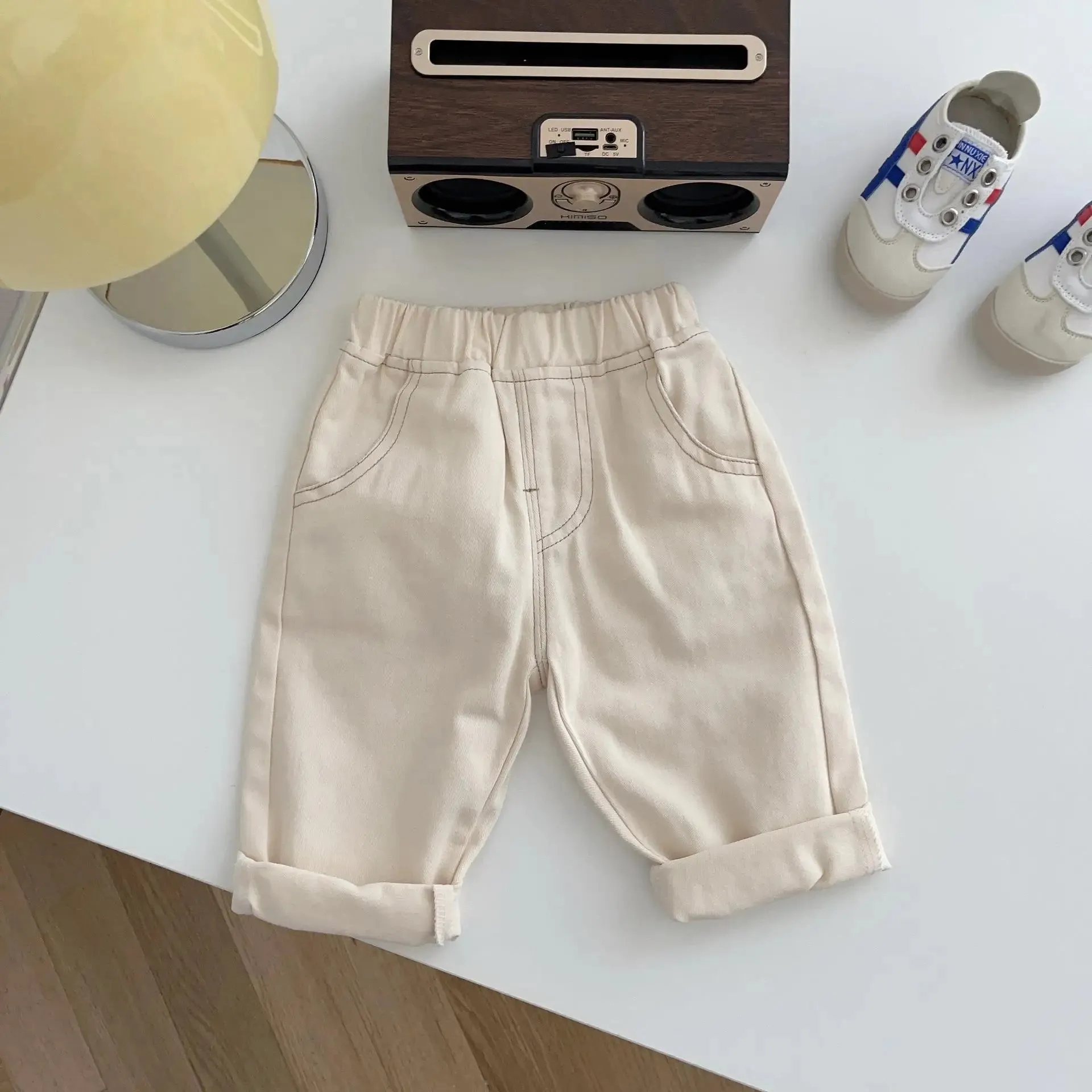 Elastic Band Stretch Denim Trousers