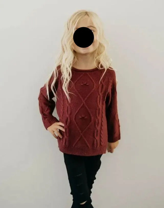 Elizabeth Cable Knit Sweater - Maroon