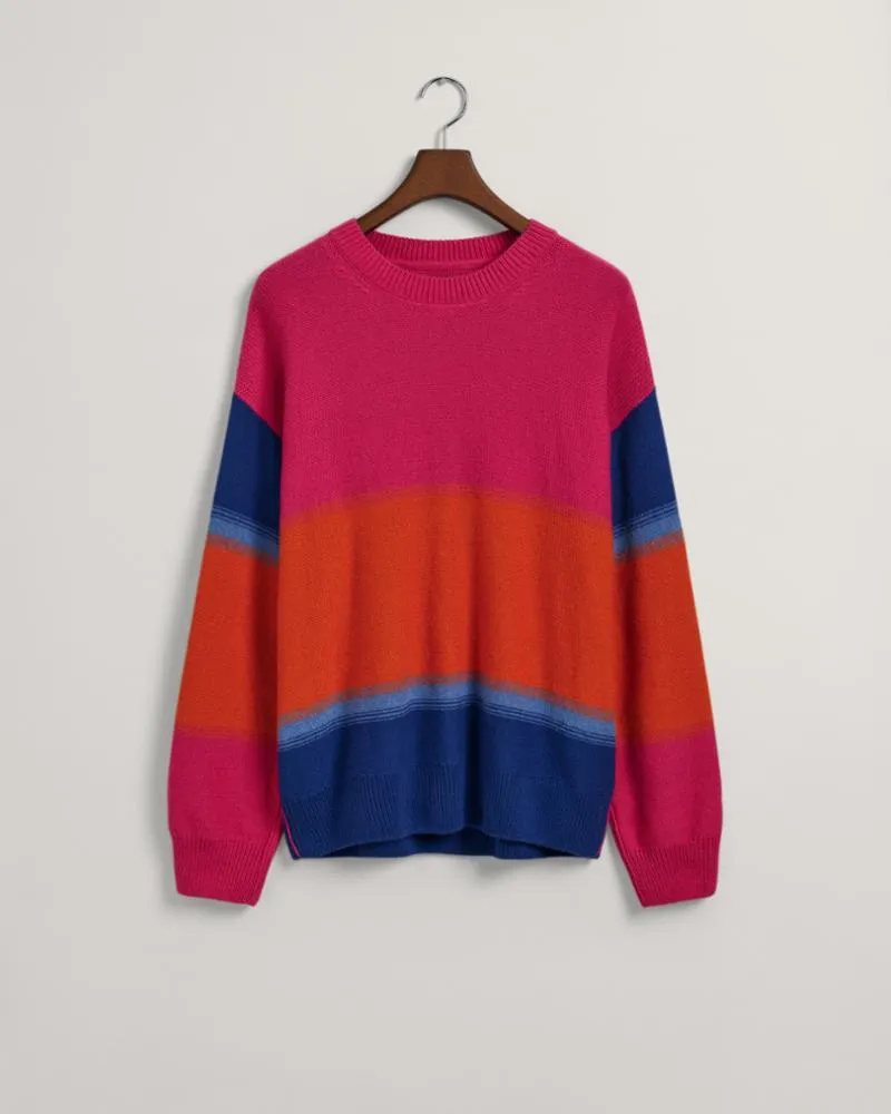 Gant Apparel Mens DEGRADE STRIPE C-NECK 675/HYPER PINK
