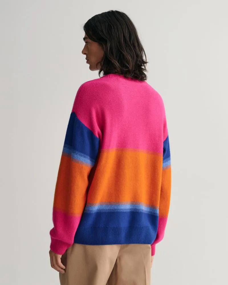 Gant Apparel Mens DEGRADE STRIPE C-NECK 675/HYPER PINK