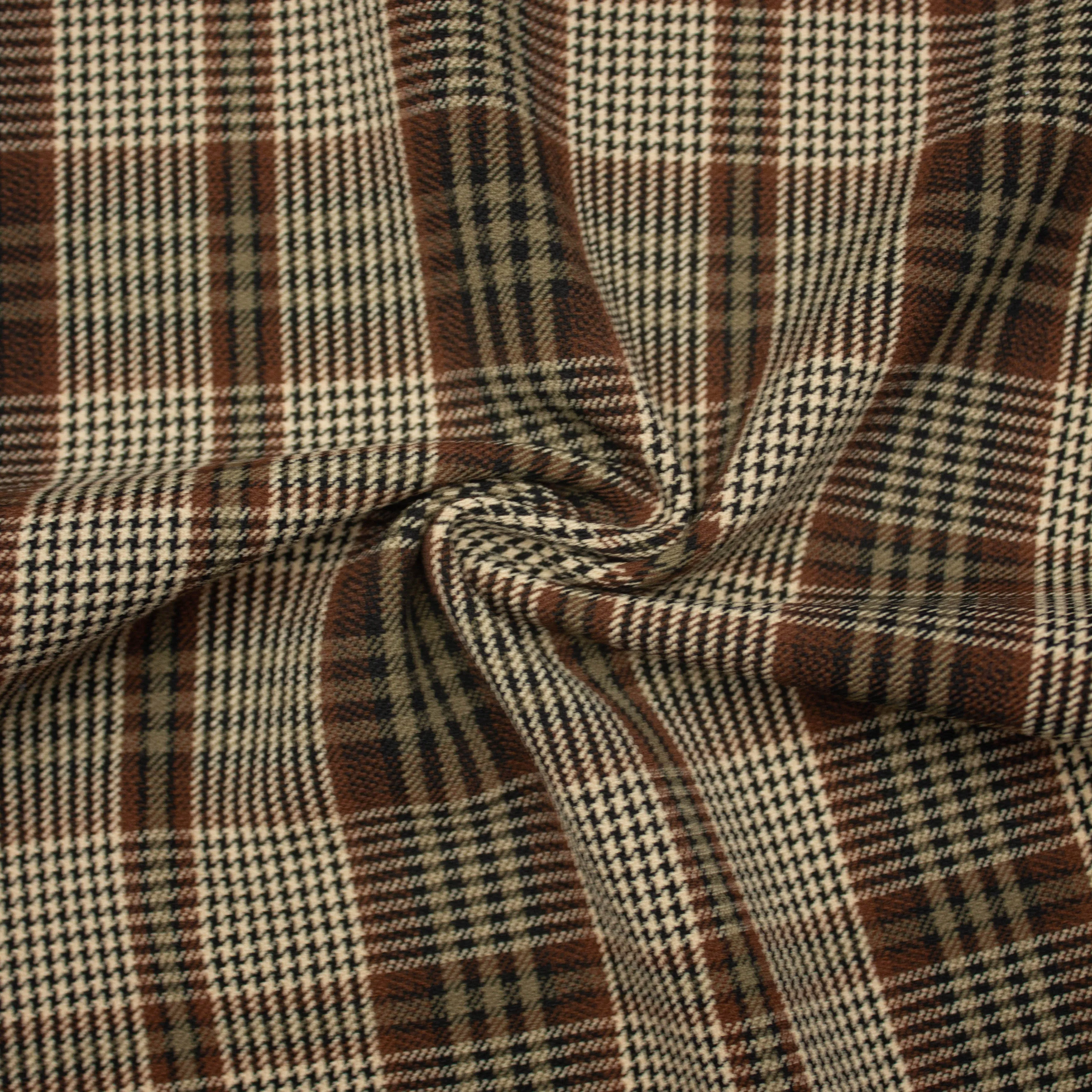 George Brown Tartan Polyester Viscose Blend Stretch