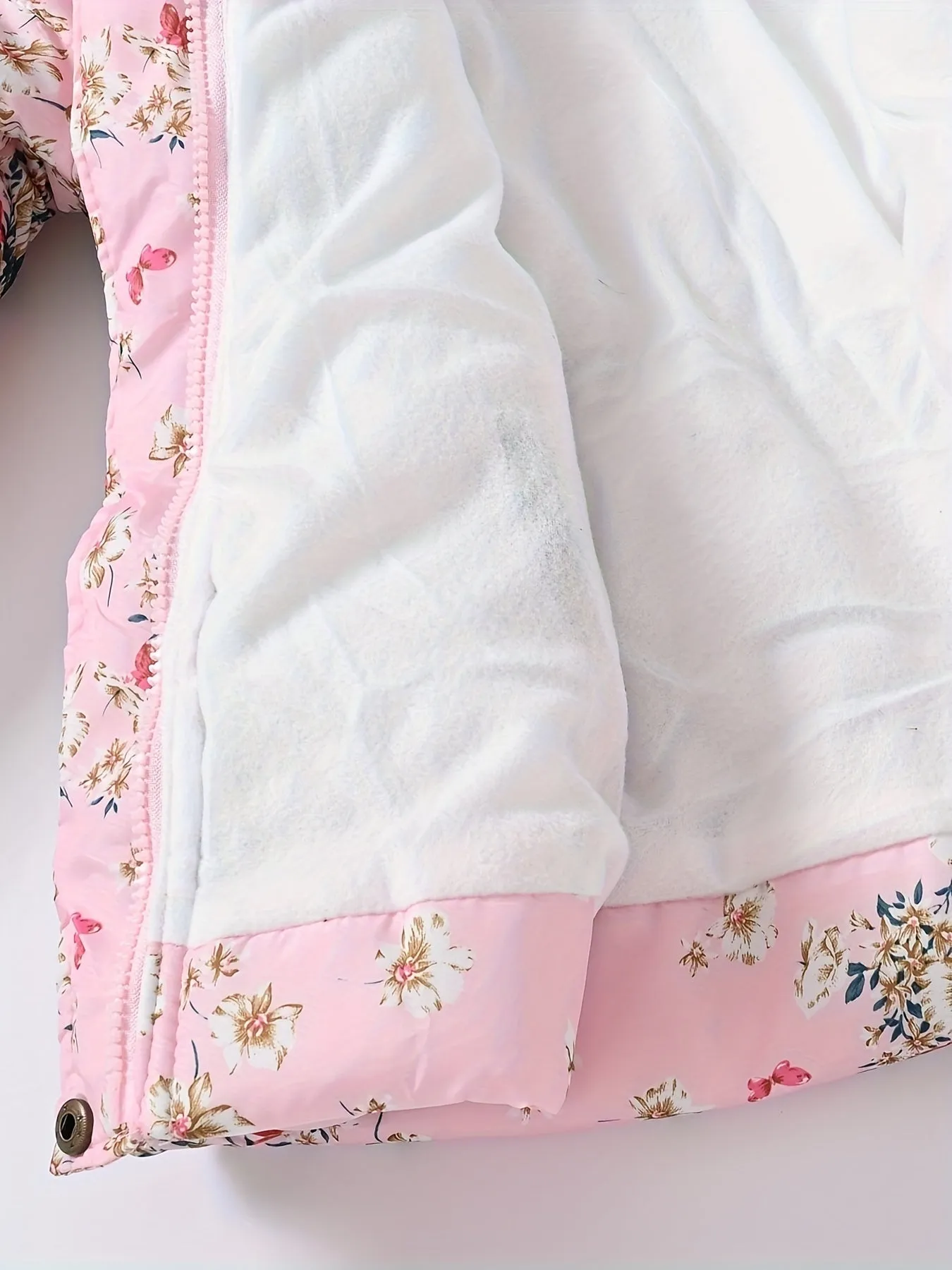 Girl's Flower Print Puffer Coat