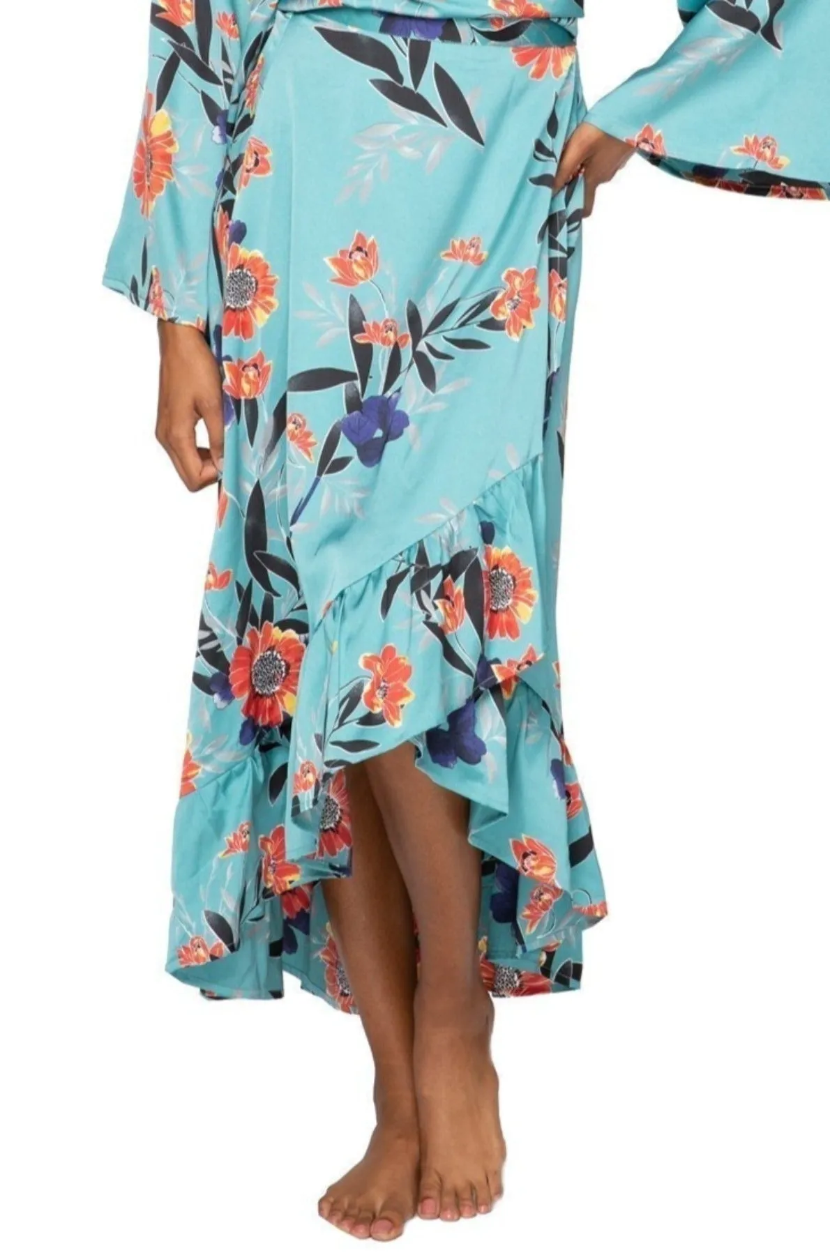 High Low Wrap Skirt in Summer Bloom Print