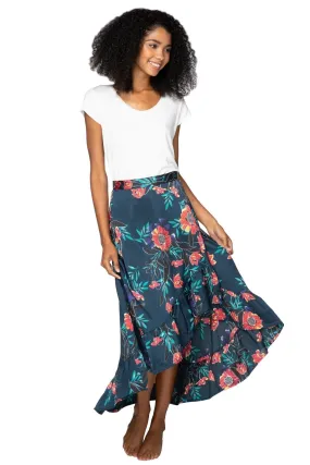 High Low Wrap Skirt in Summer Bloom Print