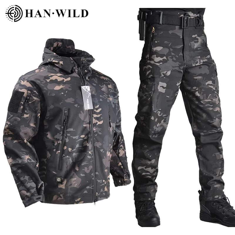 Jackets Pants Soft Shell Clothes Tactical Suits Waterproof Men Flight Pilot Set Military Field