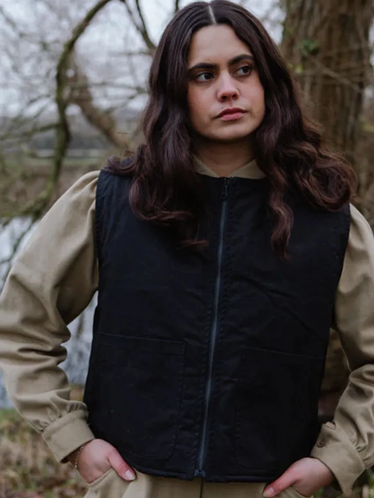 Kate Sheridan Reversible Lumber Vest in Black Sherpa