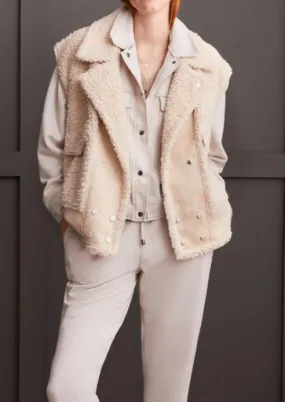MB Notched Collar Sleeveless Sherpa Vest - HQ