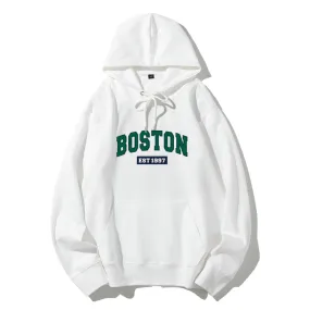 Mens Boston 1997 Letter Graphic Pullover Hoodies