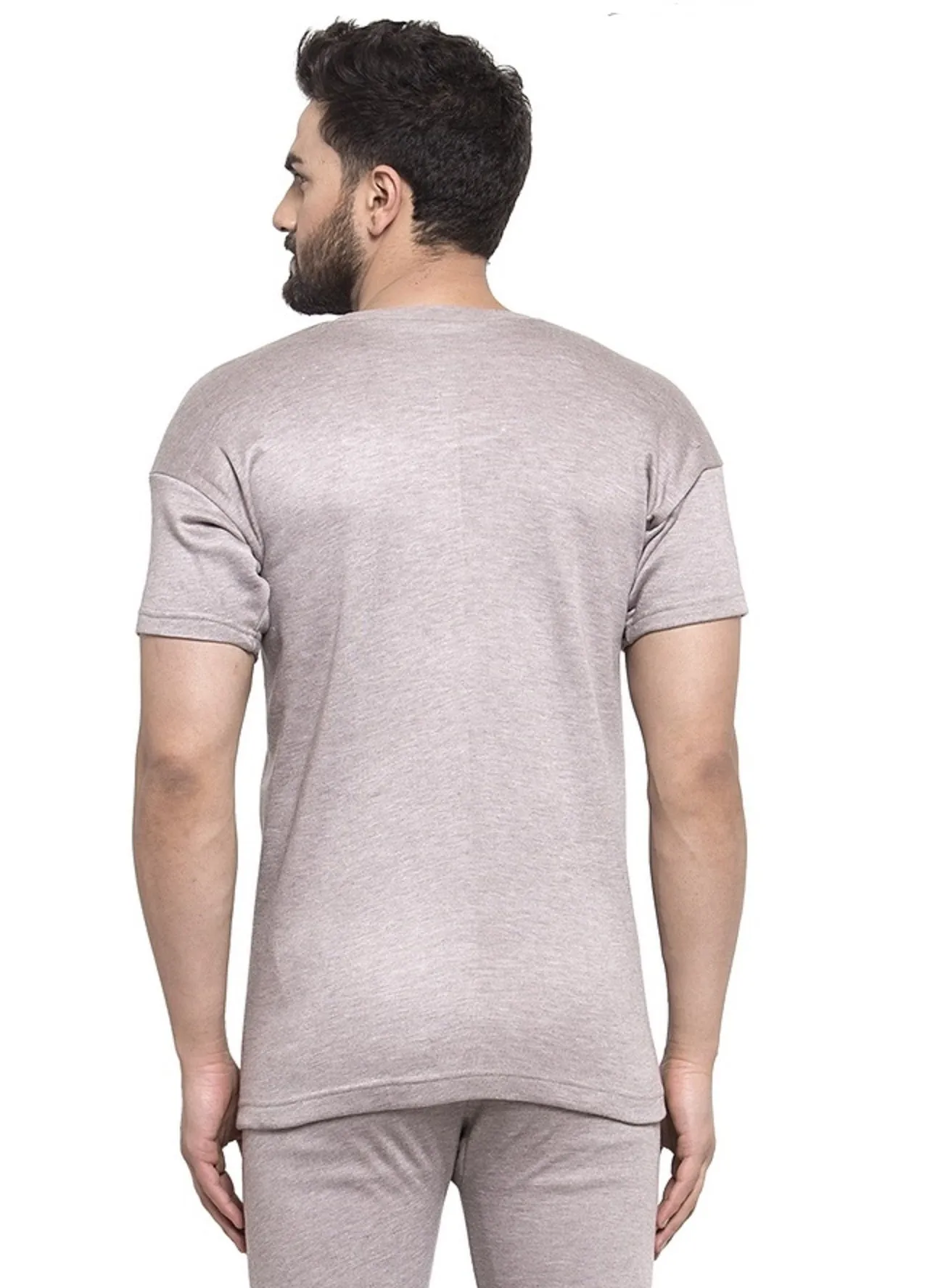 MEN'S HALF SLEEVES SOLID ROUND NECK THERMAL TOP