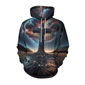 Mens Halloween Skull with Wood Cross 3D Print Hoodies