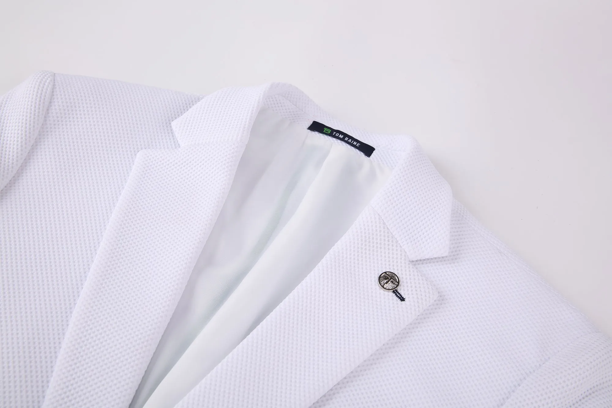 Men's Slim Fit Waffle Performance Stretch Solid Sport Coat White