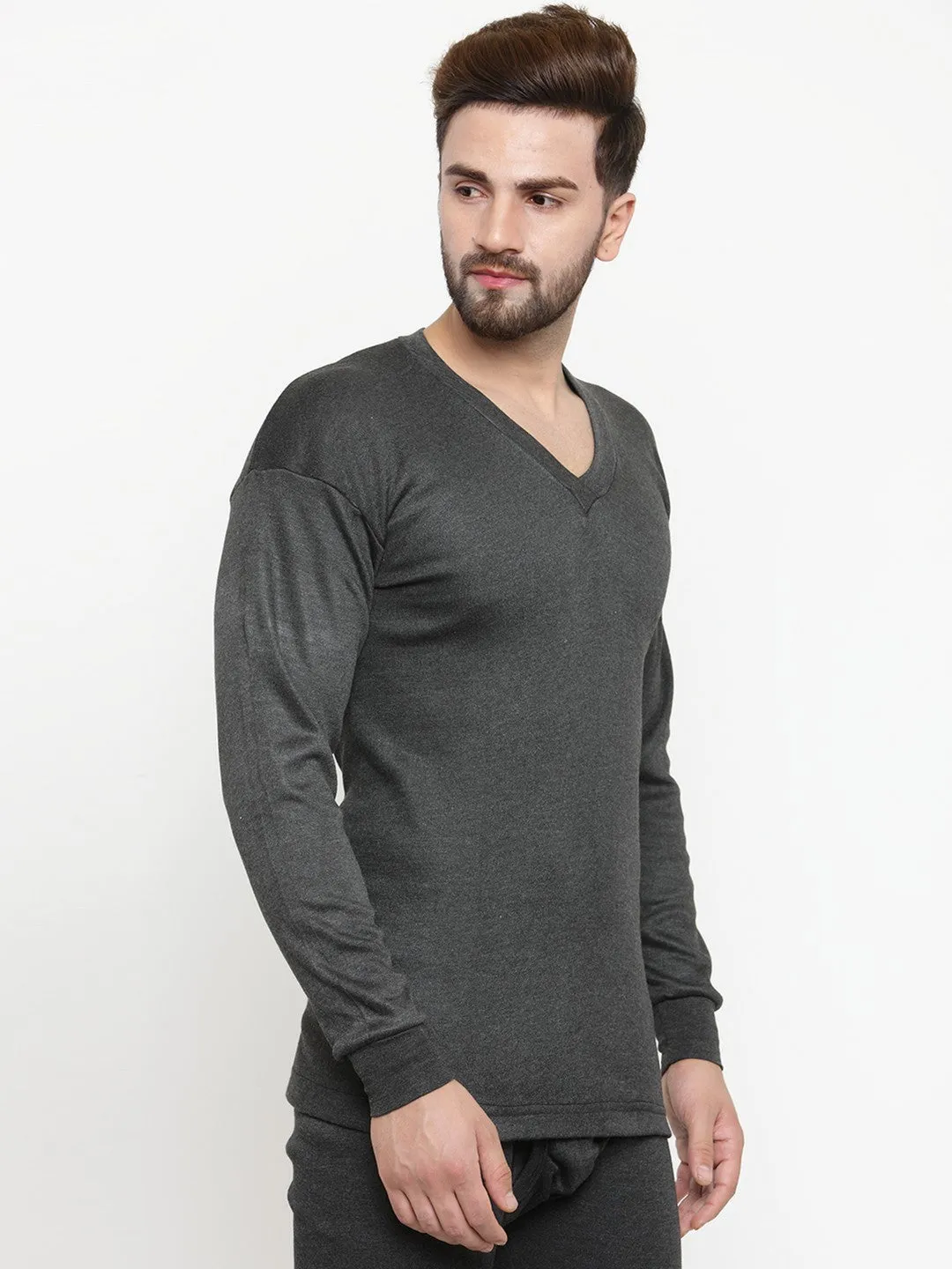 MEN'S SOLID V-NECK THERMAL TOP