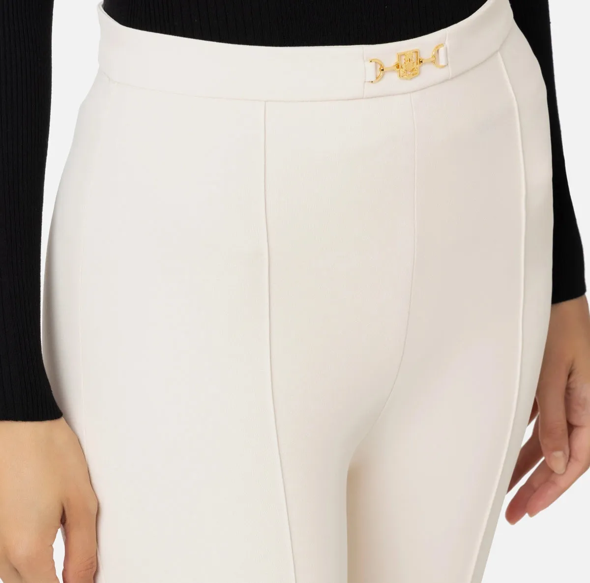 Palazzo trousers in stretch crêpe fabric with horsebit